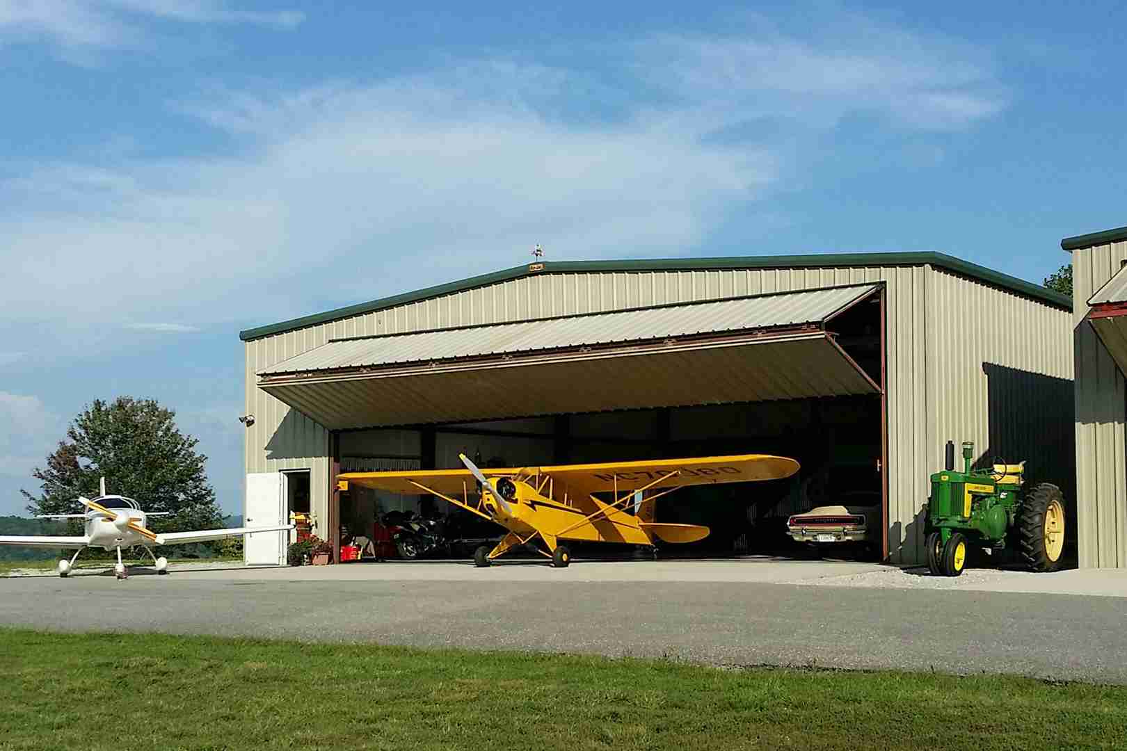 plane tractor by bifold door