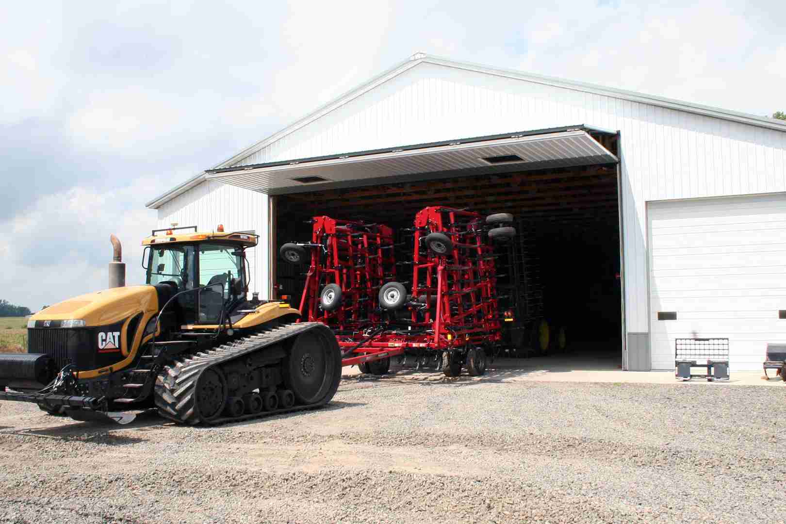 equipment shed with bifold door