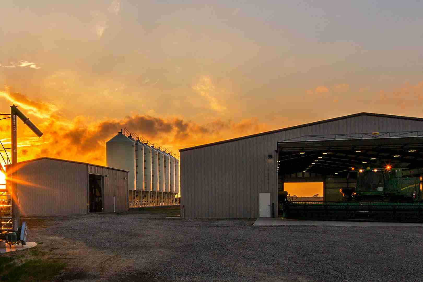 sunset on a hydraulic door