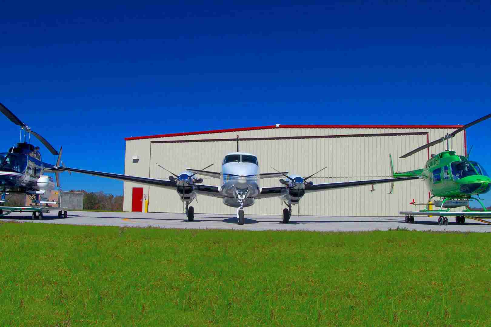 helicopter and plane hangar