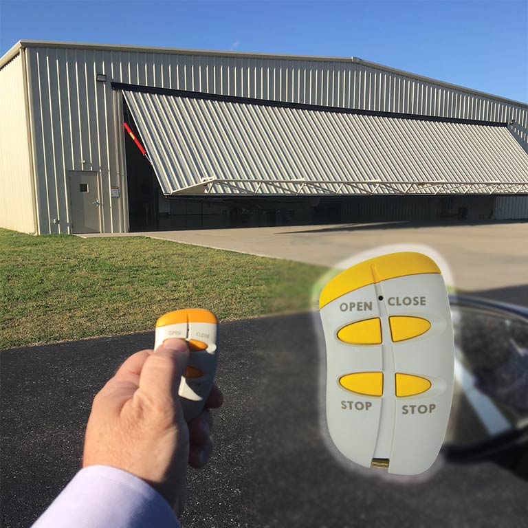 Hydraulic door being opened with remote control