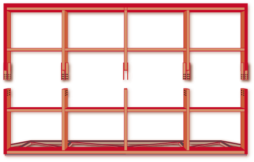 illustration of 2 parts of hydraulic door frame to be bolted together