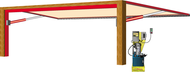 completed hydraulic door in open position